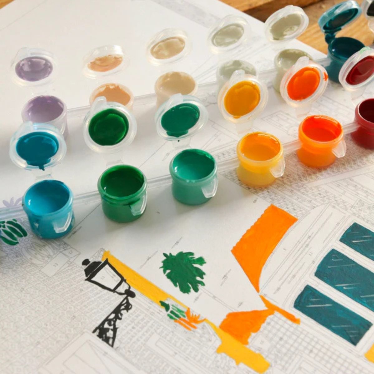 Set de peinture au numéro - Lisbonne - Activité créative et relaxante - Peinture écologique fabriquée en France