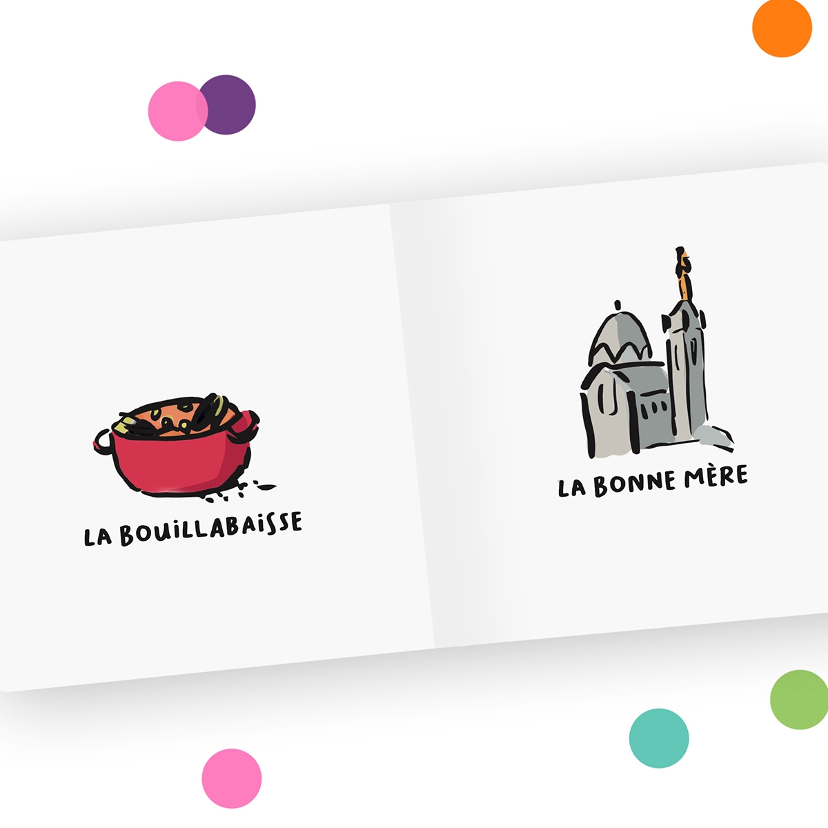 Imagier Marseille Tata Clairette - Illustrations faites main - Éveil et découverte locale (Tata Clairette) - Image 2