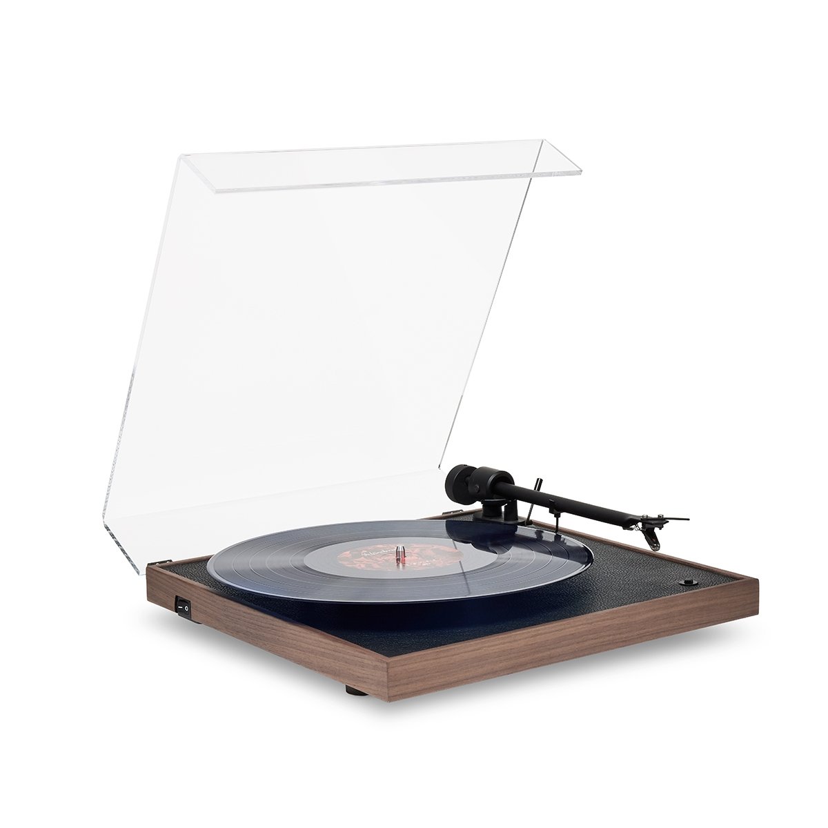 Platine vinyle en noyer – Design élégant, bras aluminium Ortofon OM10, pré-ampli intégré – Fabrication Europe