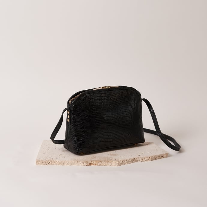 Sac à main bandoulière Mia Maradji – Sac en cuir véritable embossé motif lézard, design chic, artisanal et fabriqué en Inde