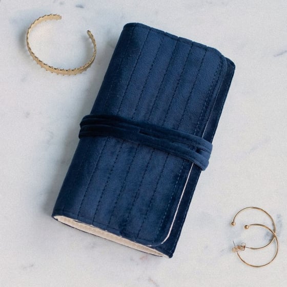 Pochette à bijoux en velours - Couleur bleu