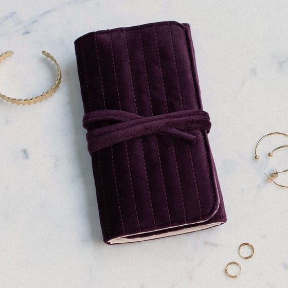 Pochette à bijoux en velours - Couleur bordeaux