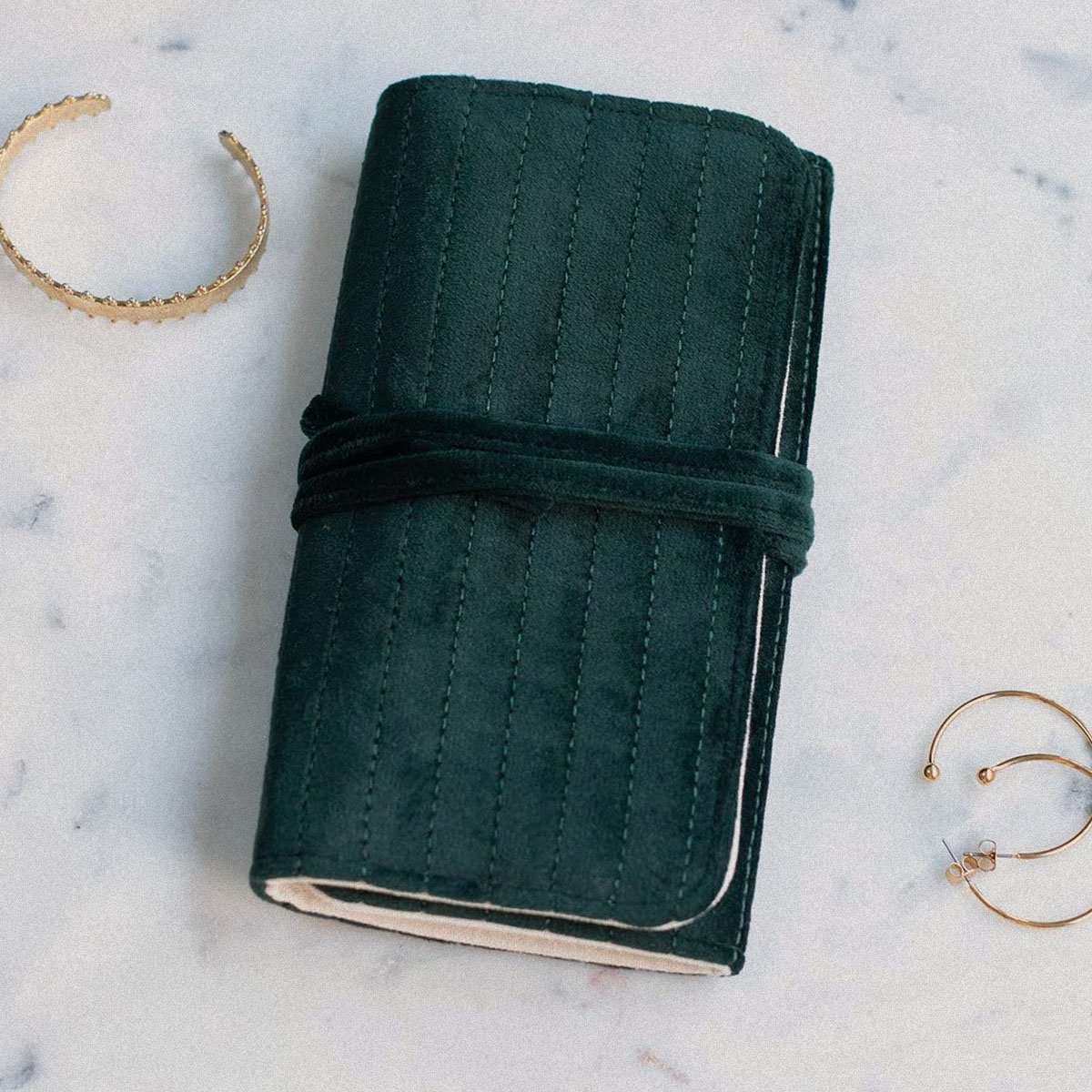 Pochette à bijoux en velours - Couleur verte