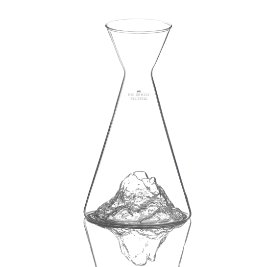 Carafe d’eau Topographic Mont Blanc – Alaskan Maker, carafe en verre soufflé à la main avec relief du Mont Blanc, coffret élégan