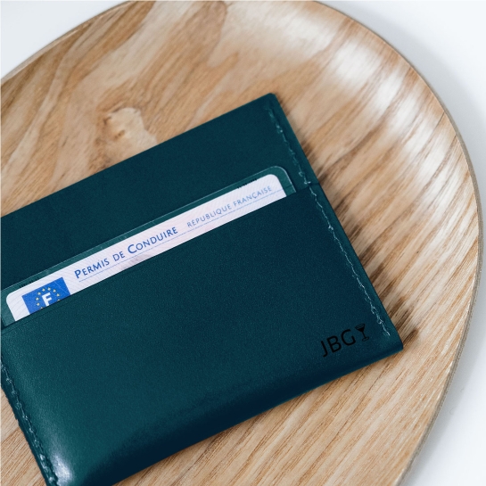 Porte-cartes slim en cuir personnalisable Hikigaï – Cuir végétal, design minimaliste et fabrication française, idéal pour minima