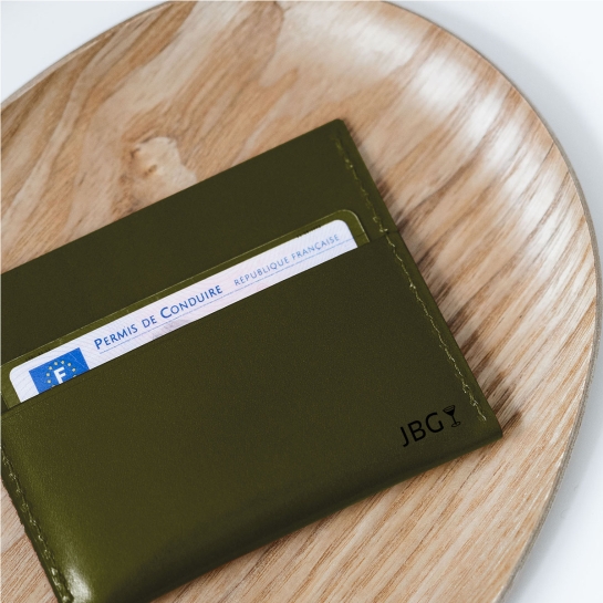 Porte-cartes slim en cuir personnalisable Hikigaï – Cuir végétal, design minimaliste et fabrication française, idéal pour minima