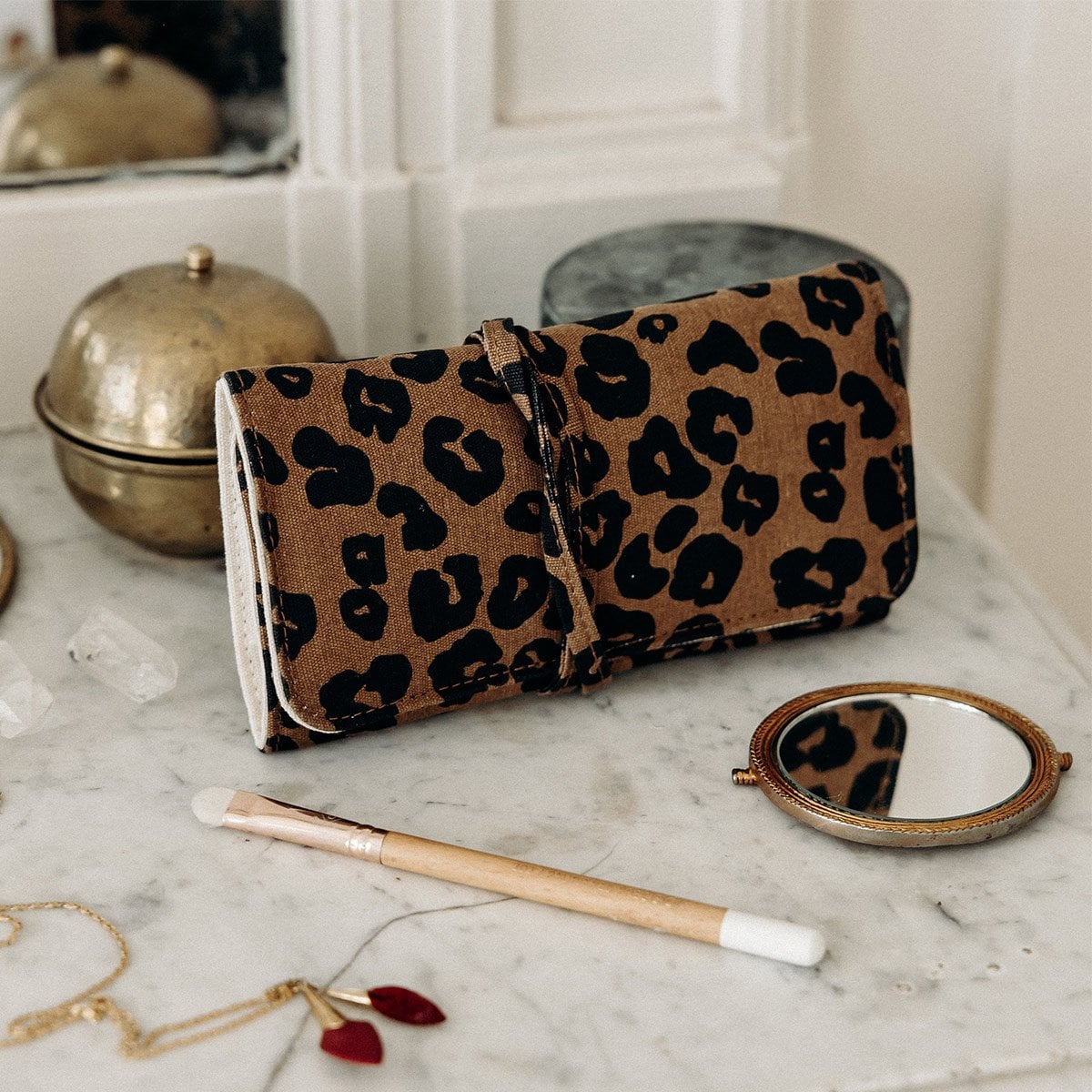 Pochette à bijoux léopard - Rangement à bijoux pratique - Idée cadeau femme