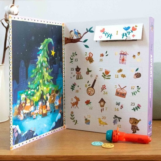 Calendrier de l’Avent lampe à histoires Moulin Roty - 24 contes à projeter - Idée cadeau Noël enfant original