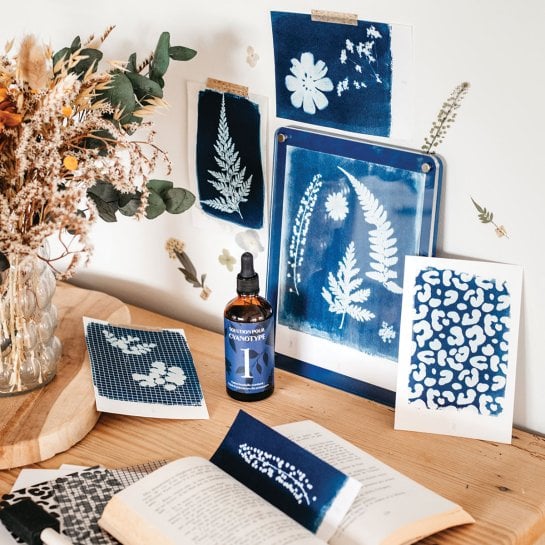 Kit DIY cyanotype - Coffret créatif à la maison - Découverte cyanotype et idée cadeau femme créative