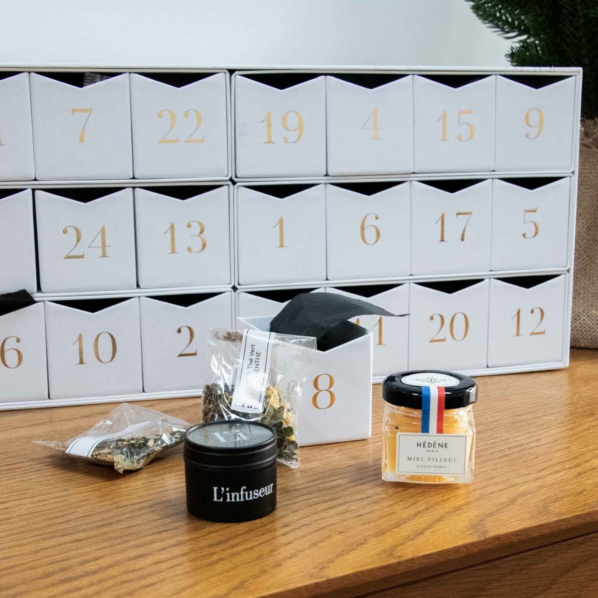 Calendrier de l’Avent thé et infusions bio - 24 douceurs signées L’Infuseur - Idée cadeau Noël original fabriqué en France