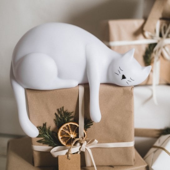 Veilleuse Chat Georges Rose in April - Lampe LED Enfant | Éclairage Doux, Sécurisé & Design Tendre