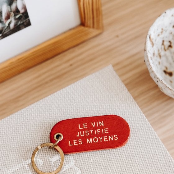 Porte-clé à message en cuir – Okuri, accessoire personnalisé en cuir de vachette au tannage végétal, fabriqué en France