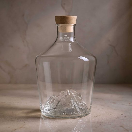 Carafe à whisky et spiritueux Mont Blanc – Verre soufflé main – Cadeau amateur de whisky – Alaskan Maker