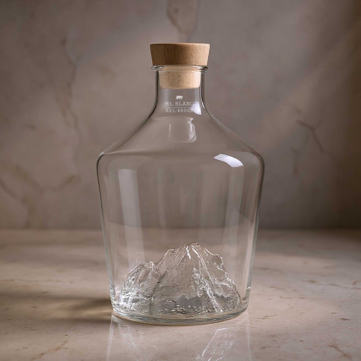 Carafe à whisky et spiritueux Mont Blanc – Verre soufflé main – Cadeau amateur de whisky – Alaskan Maker