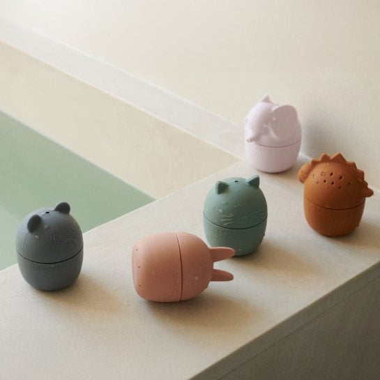 Jouets de bain animaux Liewood – Set 5 animaux en silicone – Équipement pour le bain et idée cadeau bébé ludique