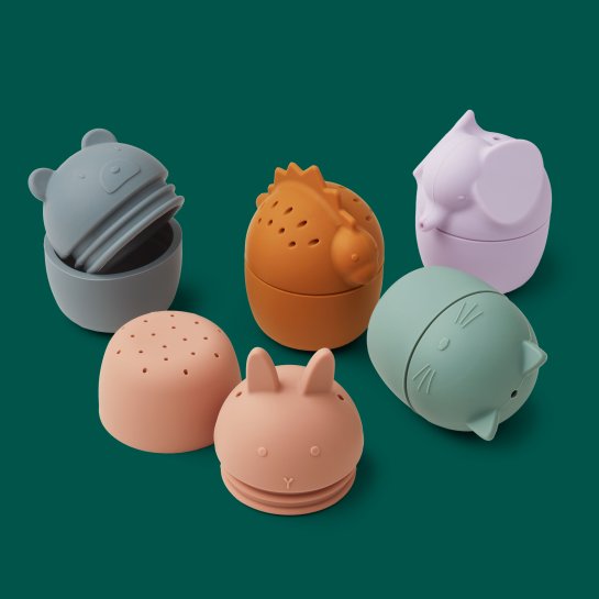 Jouets de bain animaux Liewood – Set 5 animaux en silicone – Équipement pour le bain et idée cadeau bébé ludique