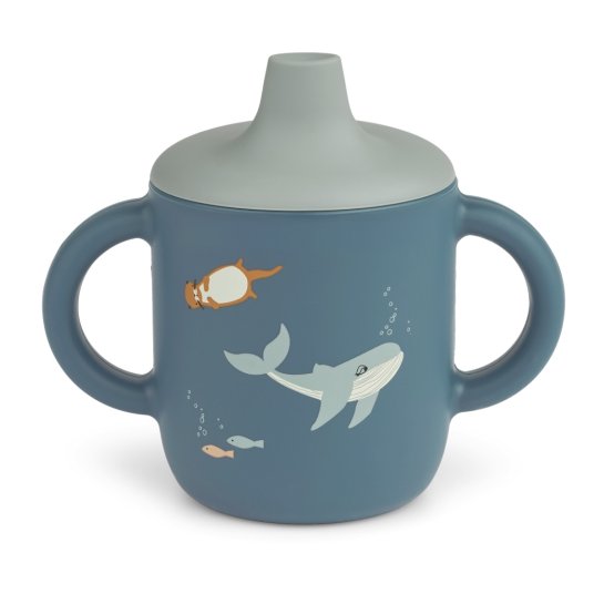 Tasse à bec Liewood Neil – Arctic Sea / Ocean view - Gobelet d’apprentissage en silicone souple – Léger & incassable