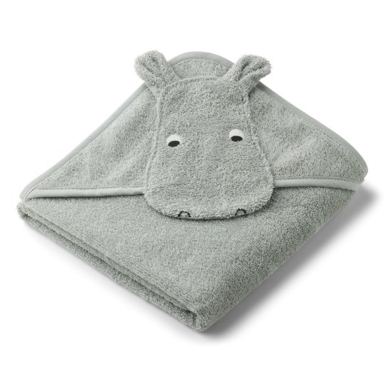 Serviette à capuche Liewood Albert Rabbit & Hippo – Cape de bain bébé en coton bio – Douce, absorbante et certifiée GOTS