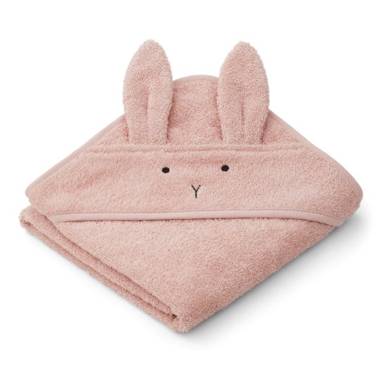 Serviette à capuche Liewood Albert Rabbit & Hippo – Cape de bain bébé en coton bio – Douce, absorbante et certifiée GOTS