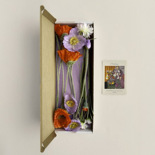 Bouquet de fleurs en soie colorées – 12 fleurs éternelles inspirées de Matisse – Déco florale durable et poétique