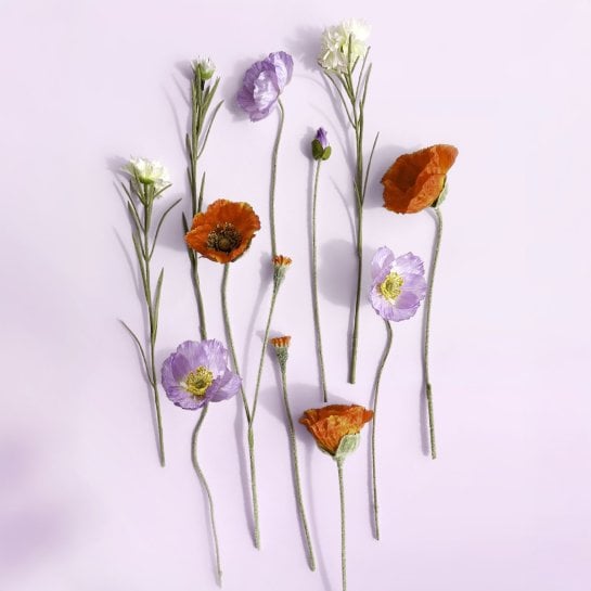 Bouquet de fleurs en soie colorées – 12 fleurs éternelles inspirées de Matisse – Déco florale durable et poétique