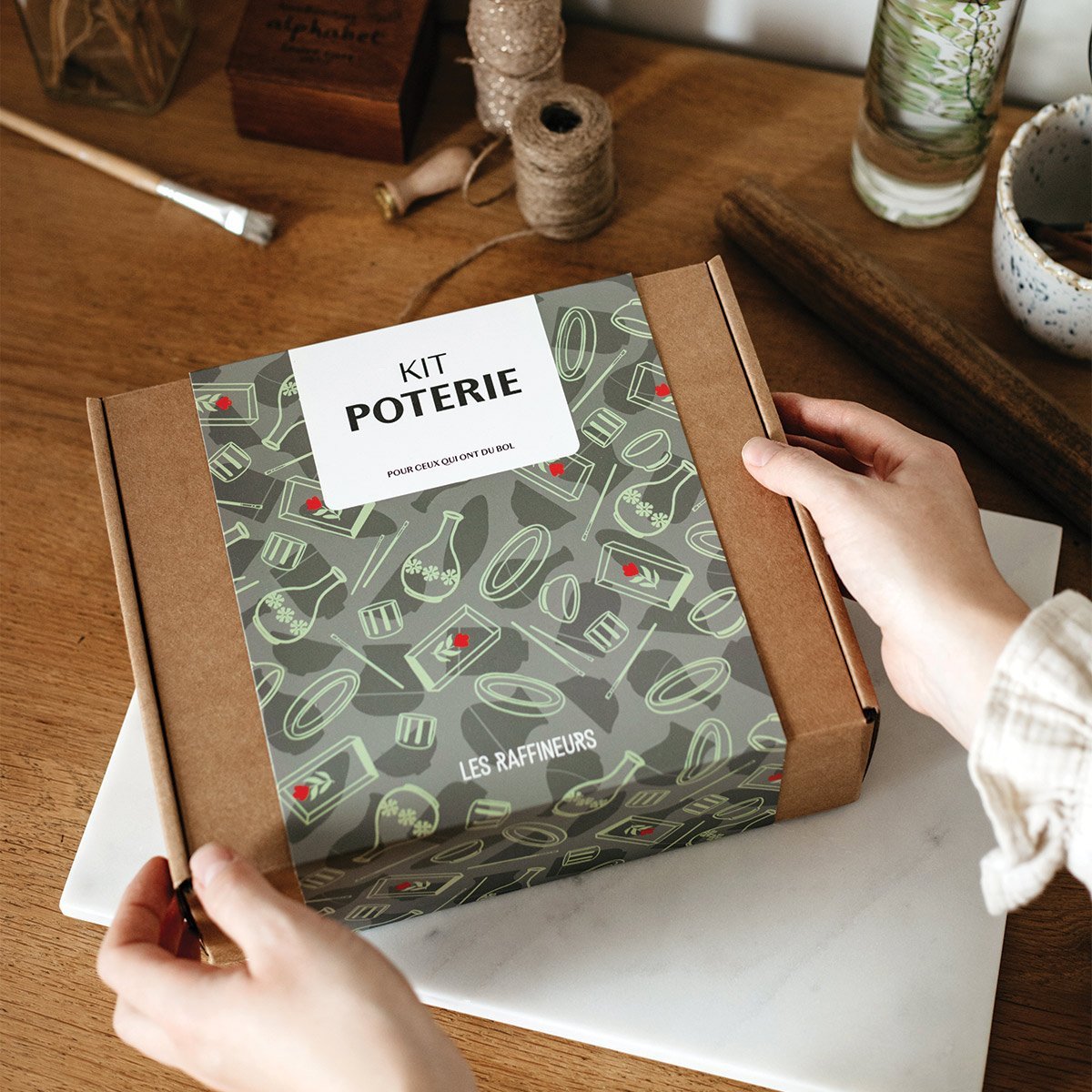 Kit poterie argile autodurcissante - Kit DIY poterie et peinture - Poterie maison - Activité manuelle et déco créative