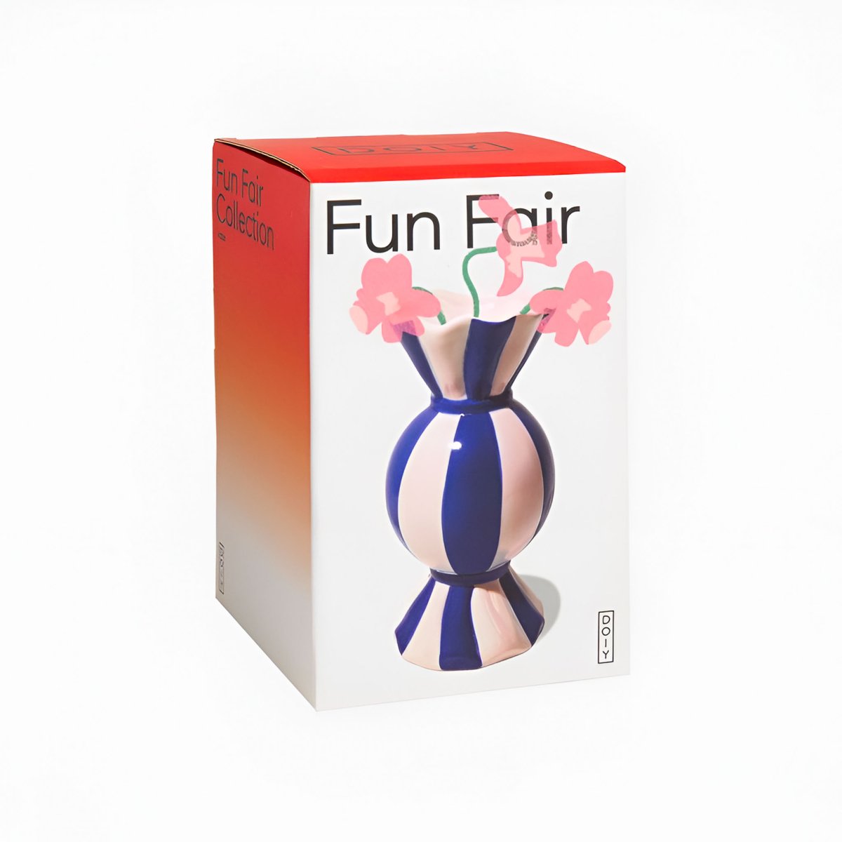 Vase bonbon rayé bleu – Vase en céramique design torsadé – Déco colorée et originale pour intérieur ou table