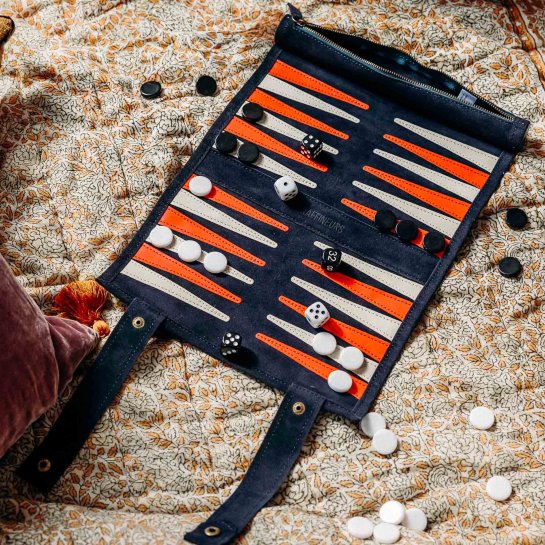 Jeu de backgammon de voyage en velours - Les Raffineurs