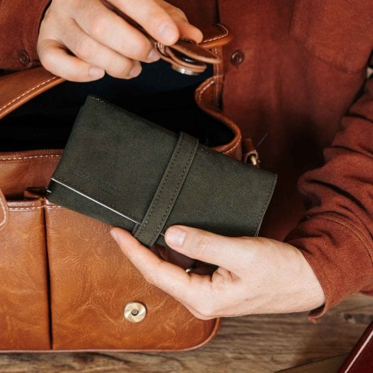 Marmotte à montres - Étui en velours suédé - 5 compartiments - Transport et protection pratique