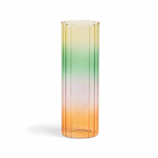 Vase large en verre soufflé aux teintes dégradées colorées
