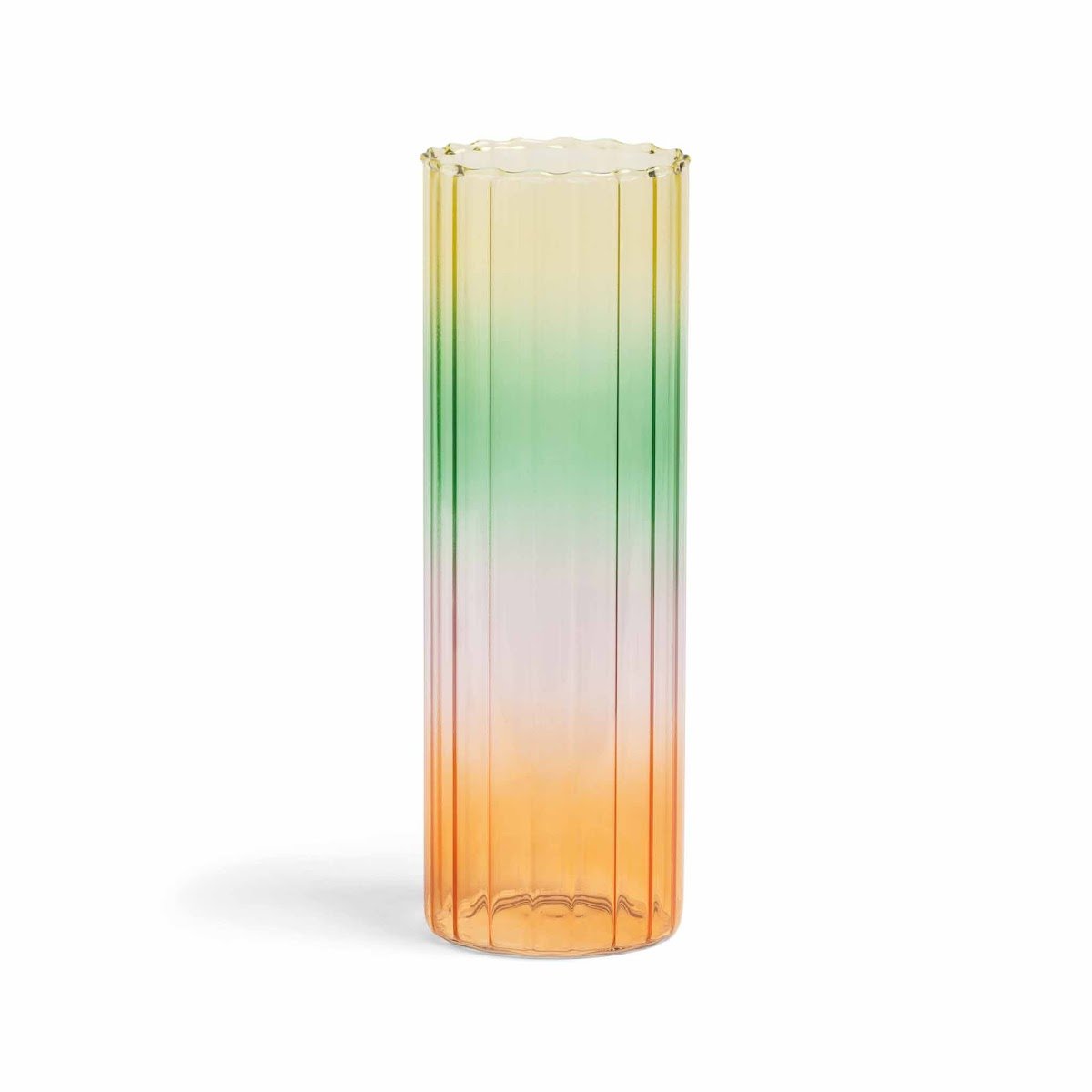 Vase large en verre soufflé aux teintes dégradées colorées