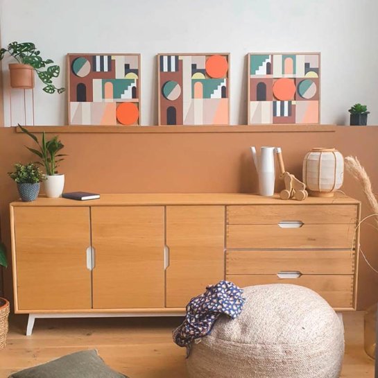 Tableau décoratif mural en bois – Œuvre design sculptée - Idée cadeau décoration intérieure unique