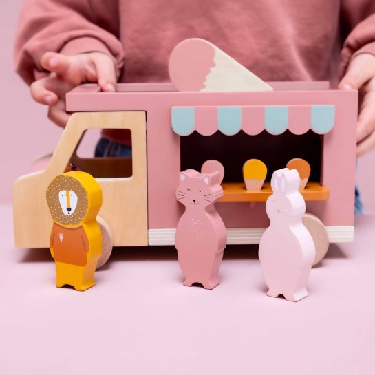 Jouet en bois Trixie – camion glacier coloré pour enfant