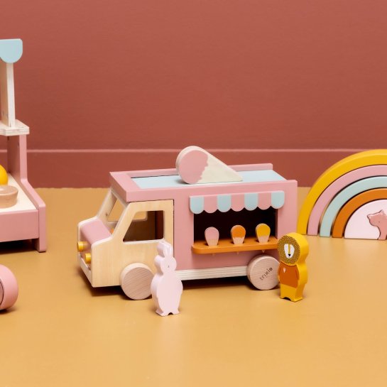 Camion à glaces en bois – jeu d’imitation pour enfant dès 3 ans