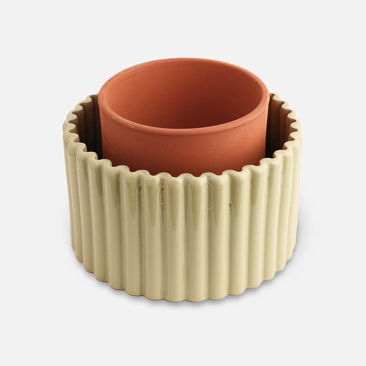 Pot autonome Paula vert sauge Pépin – Pot de fleur design auto-arrosant - Idée cadeau plante et jardin