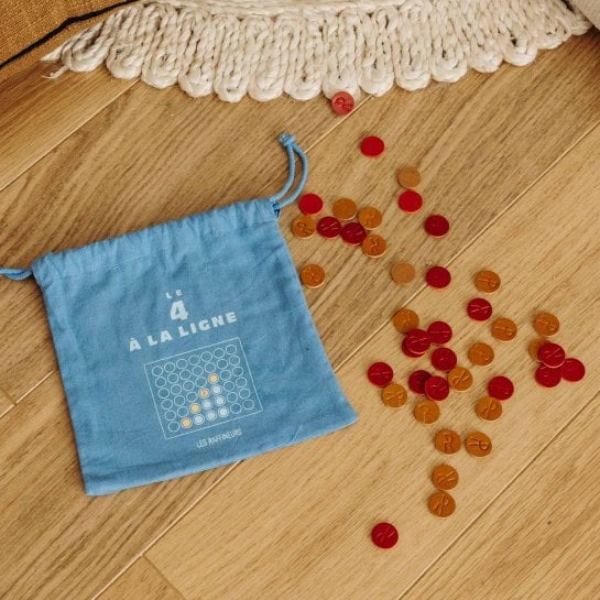 Jeu 4 à la ligne en cuir – Jeu de société original made in France – Idée cadeau Secret Santa et jeu de voyage