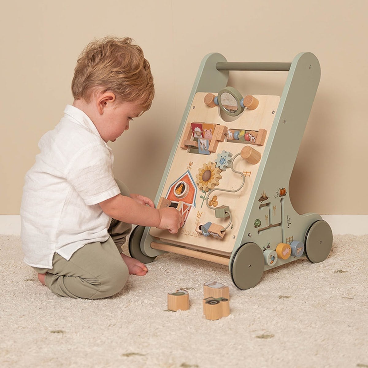 Chariot de marche Little Farm Little Dutch - Trotteur en bois bébé - Jeu d'éveil apprendre à marcher - Idée cadeau 1 an - Bois (Little Dutch) - Image 4