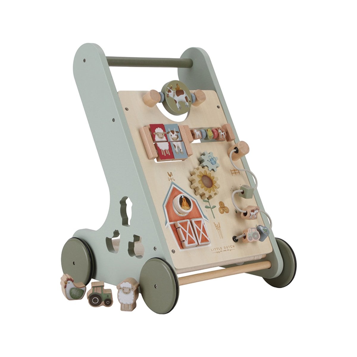 Chariot de marche Little Farm Little Dutch - Trotteur en bois bébé - Jeu d'éveil apprendre à marcher - Idée cadeau 1 an - Bois (Little Dutch) - Image 6