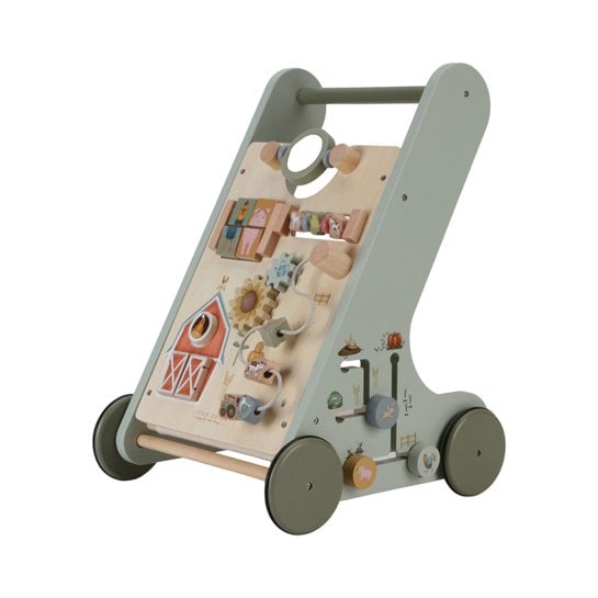 Chariot de marche Little Farm Little Dutch - Trotteur en bois bébé - Jeu d'éveil apprendre à marcher - Idée cadeau 1 an