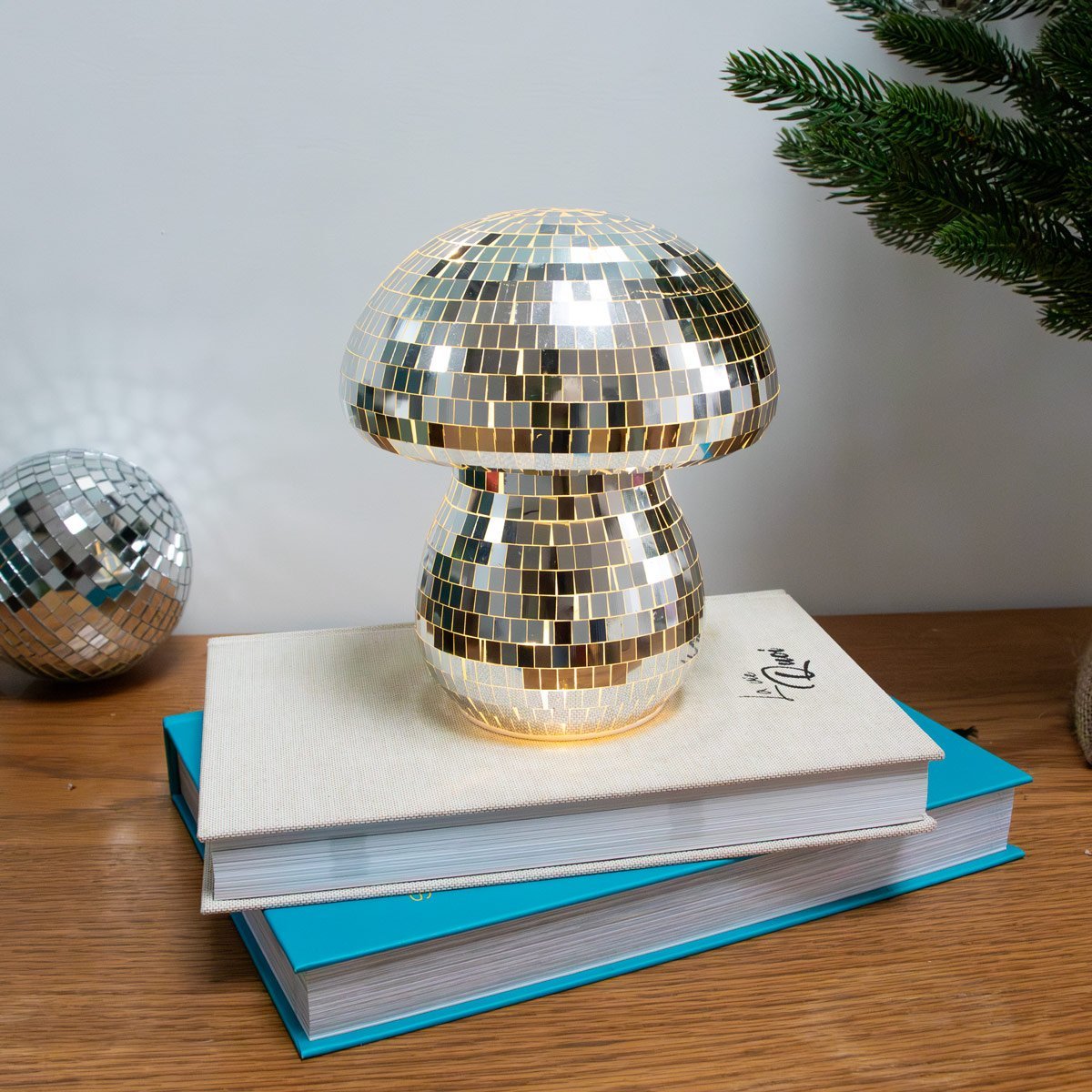 Lampe champignon disco – Effet boule à facettes 15,5×13 cm – Petite déco originale & idée cadeau Secret Santa