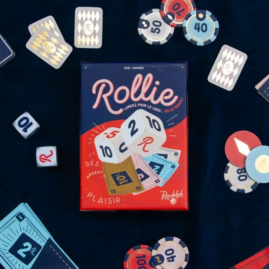 Jeu de dés Rollie – Parties rapides 20 min 2 à 6 joueurs – Idée cadeau petit jeu de société ou Secret Santa original