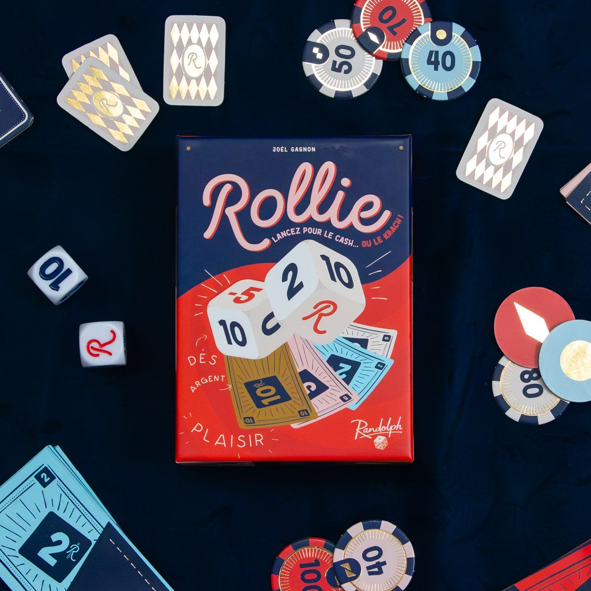 Jeu de dés Rollie – Parties rapides 20 min 2 à 6 joueurs – Idée cadeau petit jeu de société ou Secret Santa original