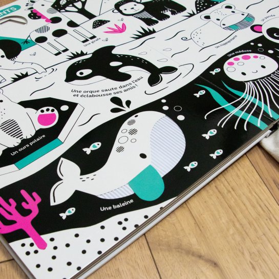 Livre noir et blanc pour développement visuel bébé