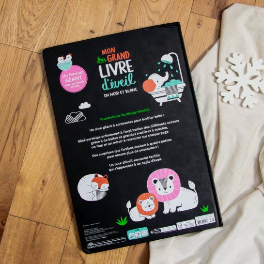 Mon Très Grand Livre d’Éveil en Noir et Blanc - Livre tactile bébé de 6 mois à 3 ans - Auzou