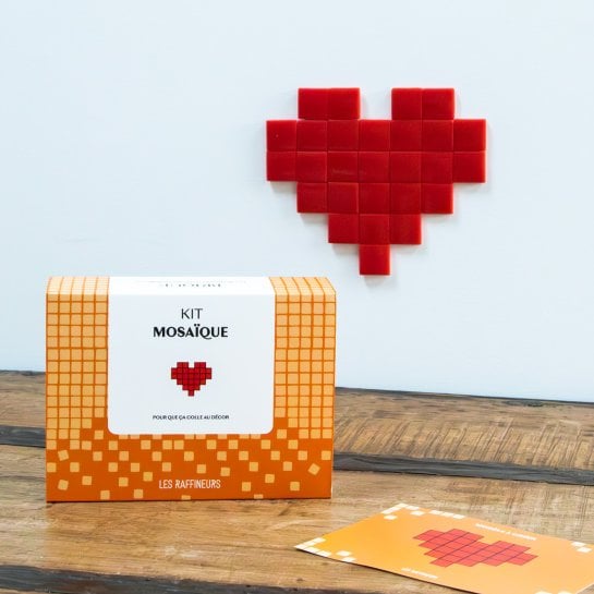 Kit DIY mosaïque cœur rouge – idée cadeau couple original