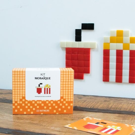 Kit DIY mosaïque Pop Corn & Soda – Idée déco créative et gourmande - Activité manuelle adulte relaxante