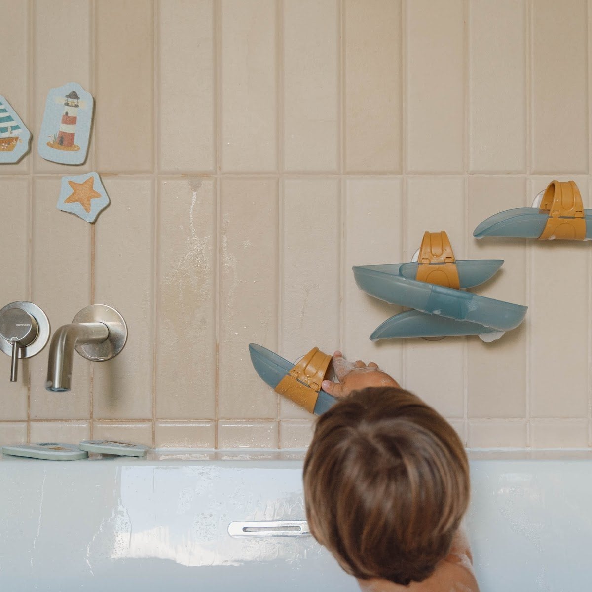 Circuit de bain avec toboggans et balles - Piste de bain jouets à ventouse - Little Dutch - Bleu - Bleu (Little Dutch) - Image 5