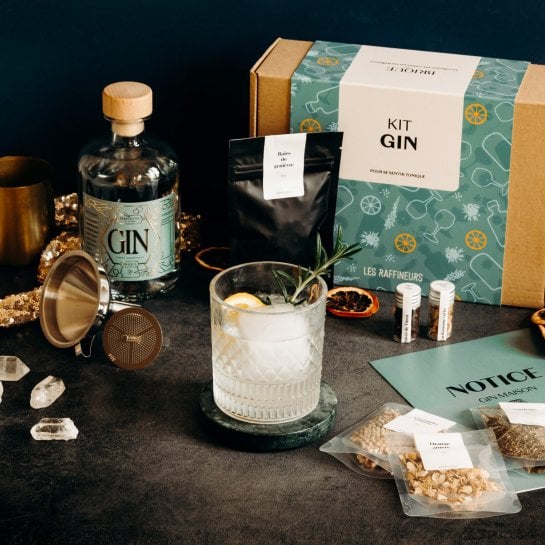 Kit DIY Gin : Faire son propre gin maison - Coffret cadeau homme - Kit cocktail et Kit alcool DIY - Brique