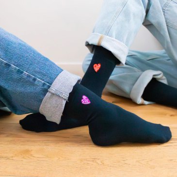 Duo chaussettes brodées cœur Papa & Mama