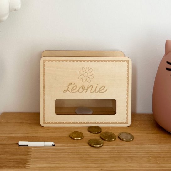 Tirelire personnalisé en bois - Idée cadeau personnalisée pour enfant April Eleven